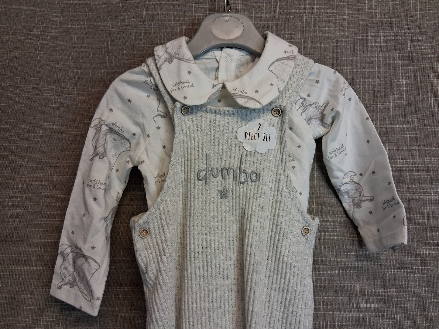 Disney George Dumbo Grey 2 Piece Outfit Age 9-12 Months New