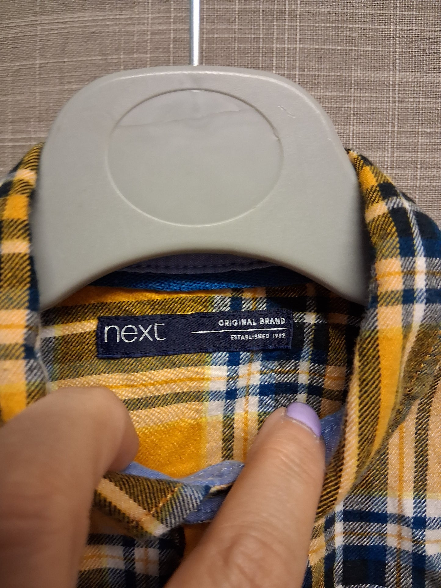 Next Boys Yellow Check Shirt Age 2-3 Years Long Sleeve