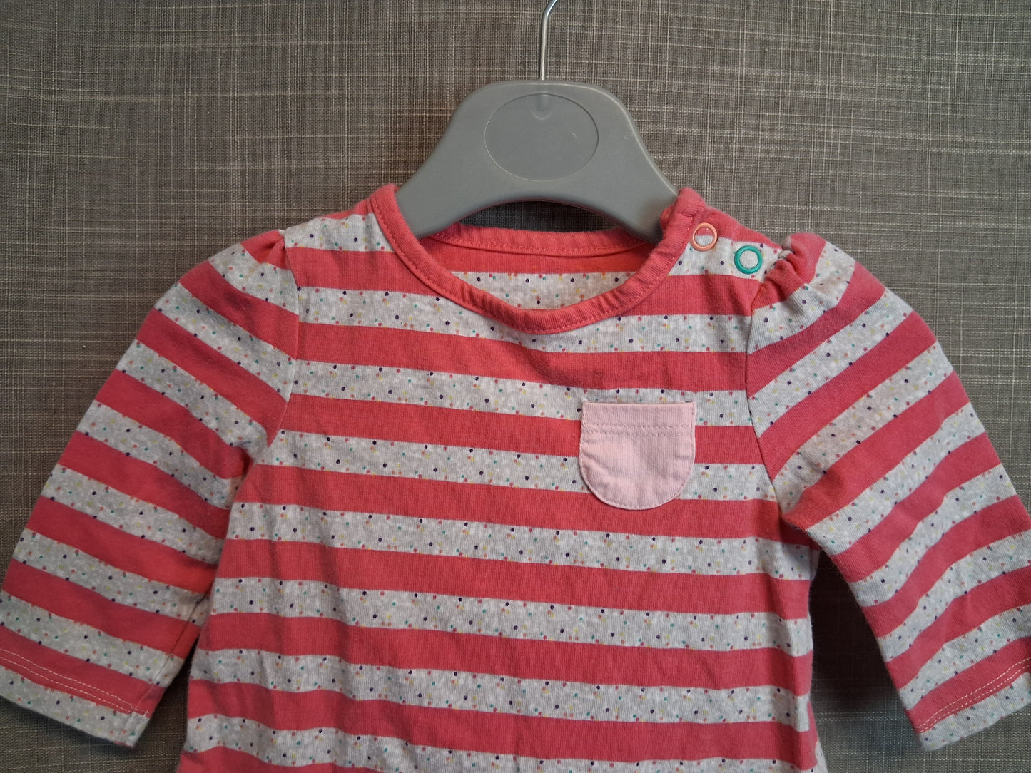Mothercare Girls Pink Striped Long Sleeve T-Shirt Age 0-3 Months
