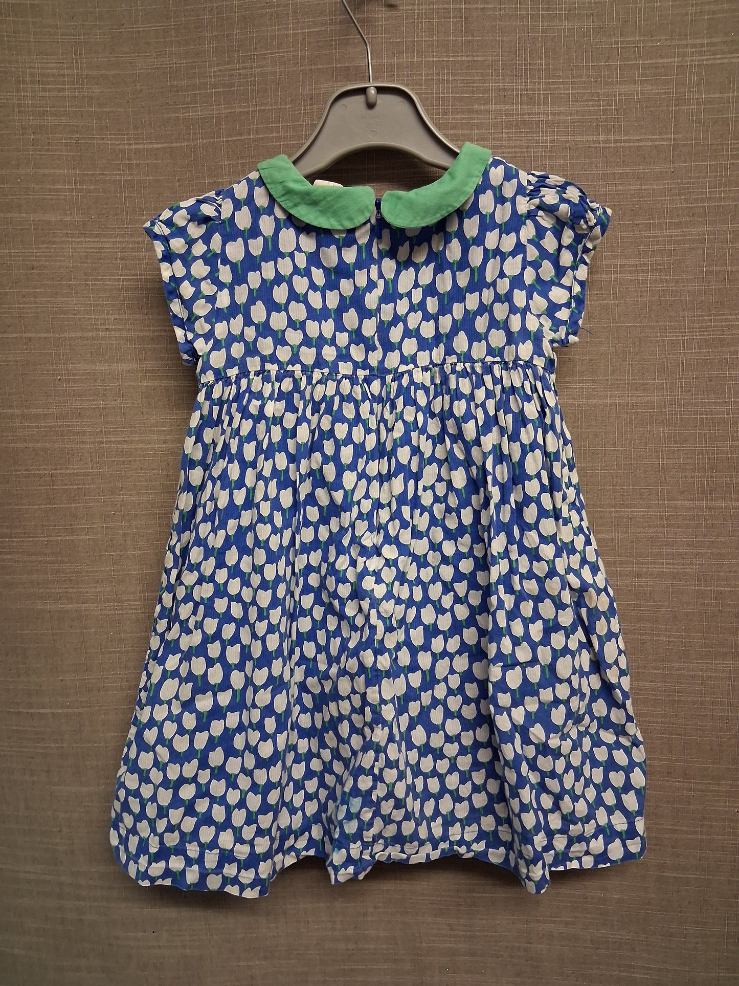 Mini Boden A Line Dress Blue Floral Cotton Dress Age 2-3 Years