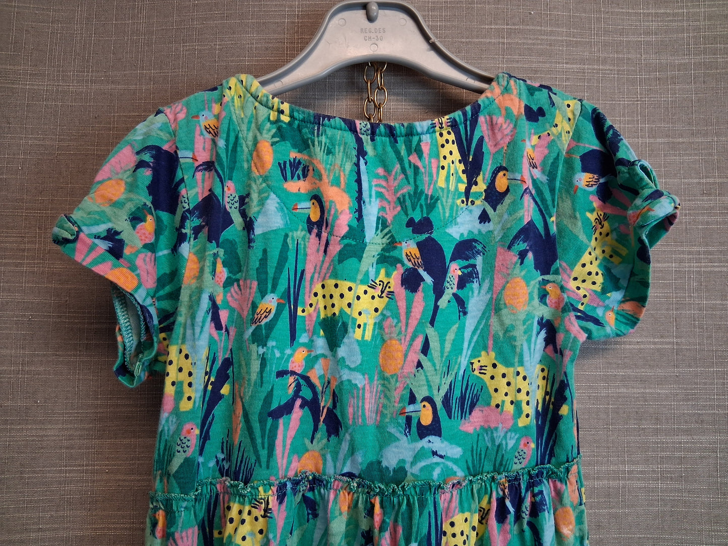 TU Girls Short Sleeve T-Shirt Dress Age 6-7 Years Tropical Theme