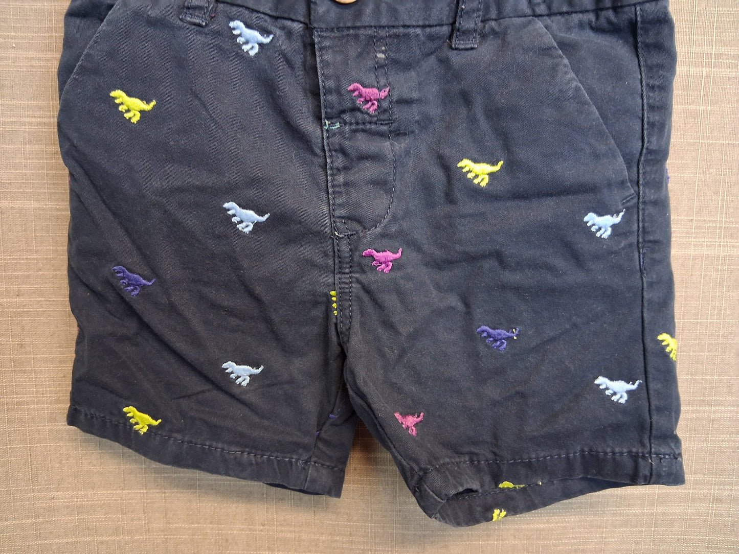 Next Boys Navy Embroidered Dinosaur Chino Shorts Age 12-18 Months