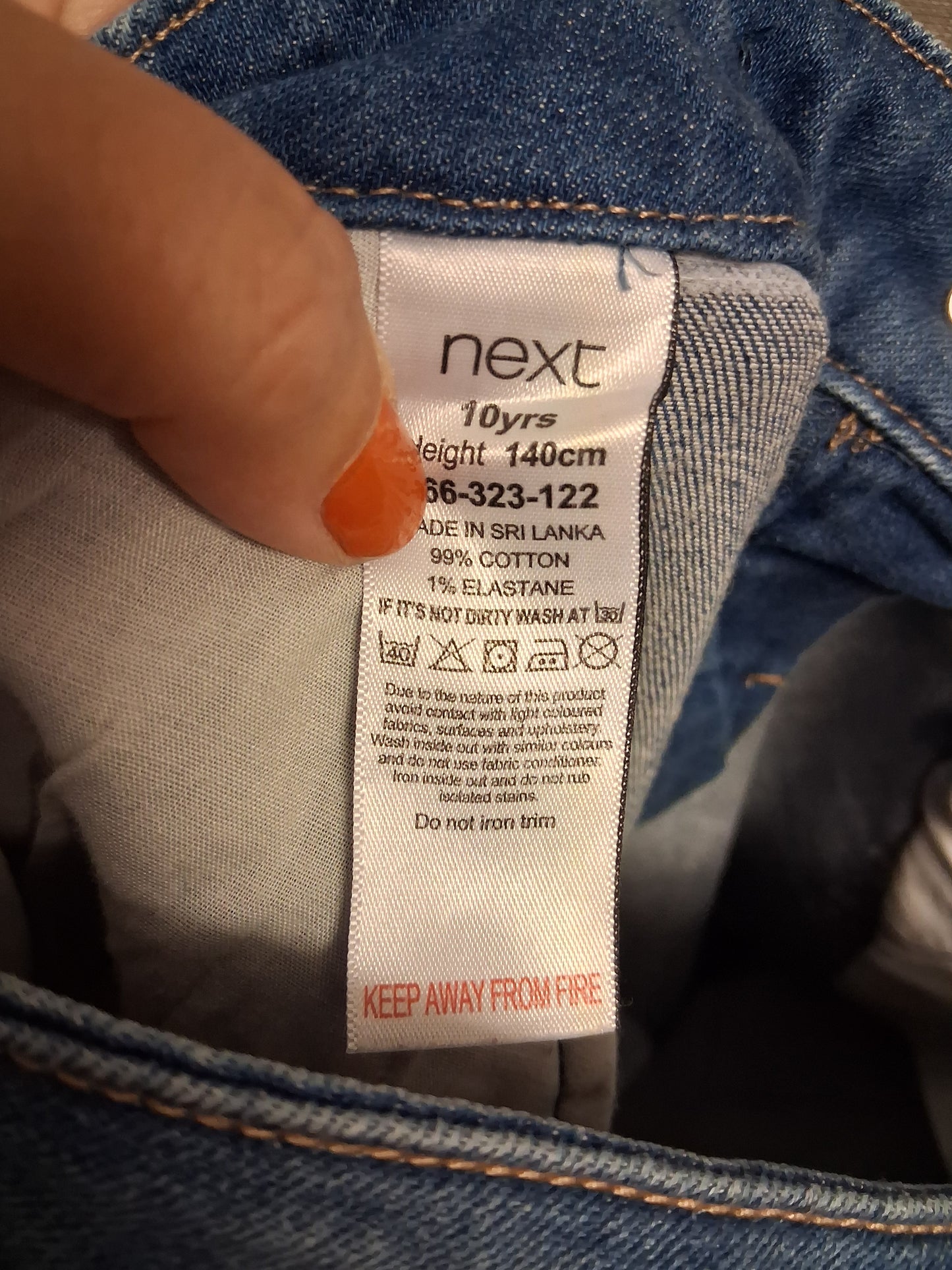 Next Girls Blue Denim Jeans Beaded Detail Age 10 Years Adjustable Waist