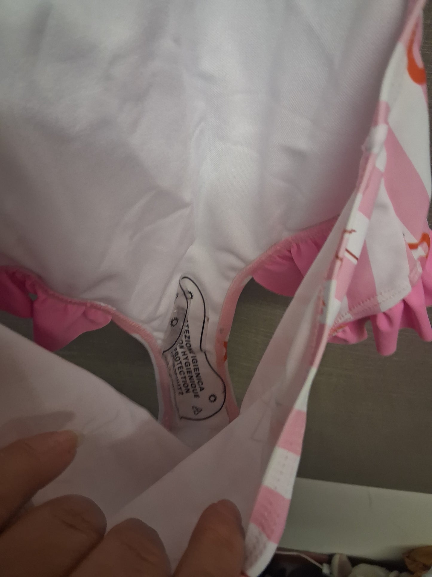 Shein Girls Flamingo Theme Striped Swimsuit Age 8 Years