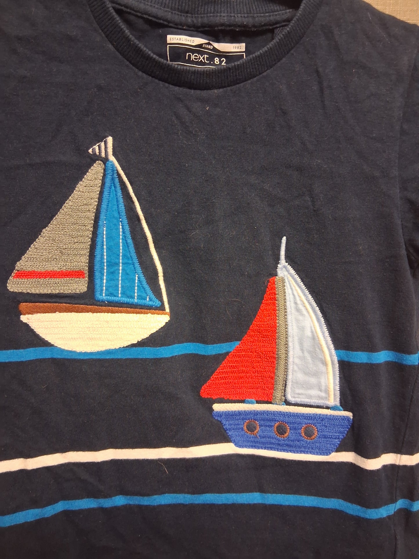Next Boys Navy Sailing Boat Theme Short Sleeve T-Shirt Age 6-7 Years