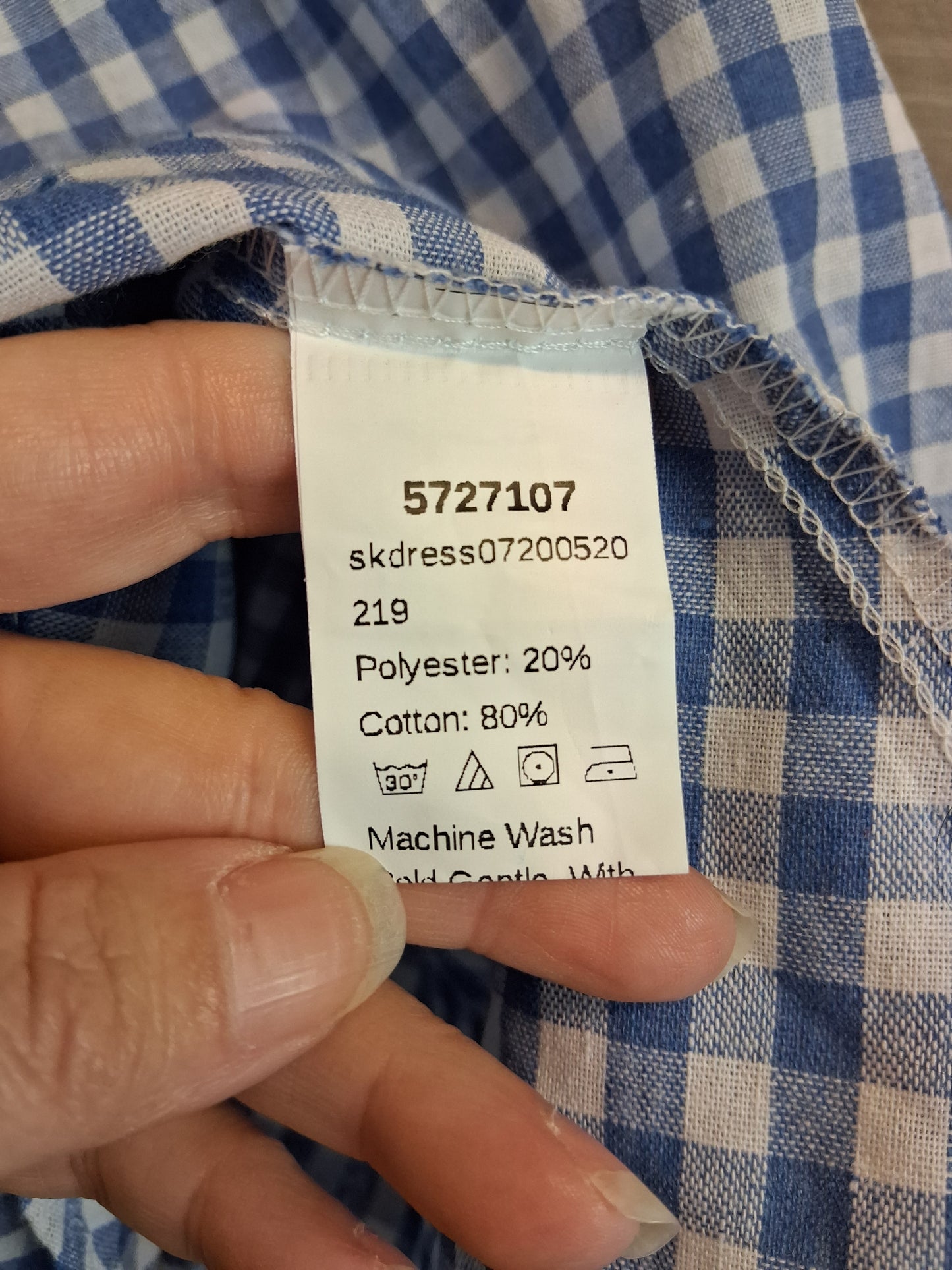 Shein Girls Blue White Gingham Dress Age 8 Years