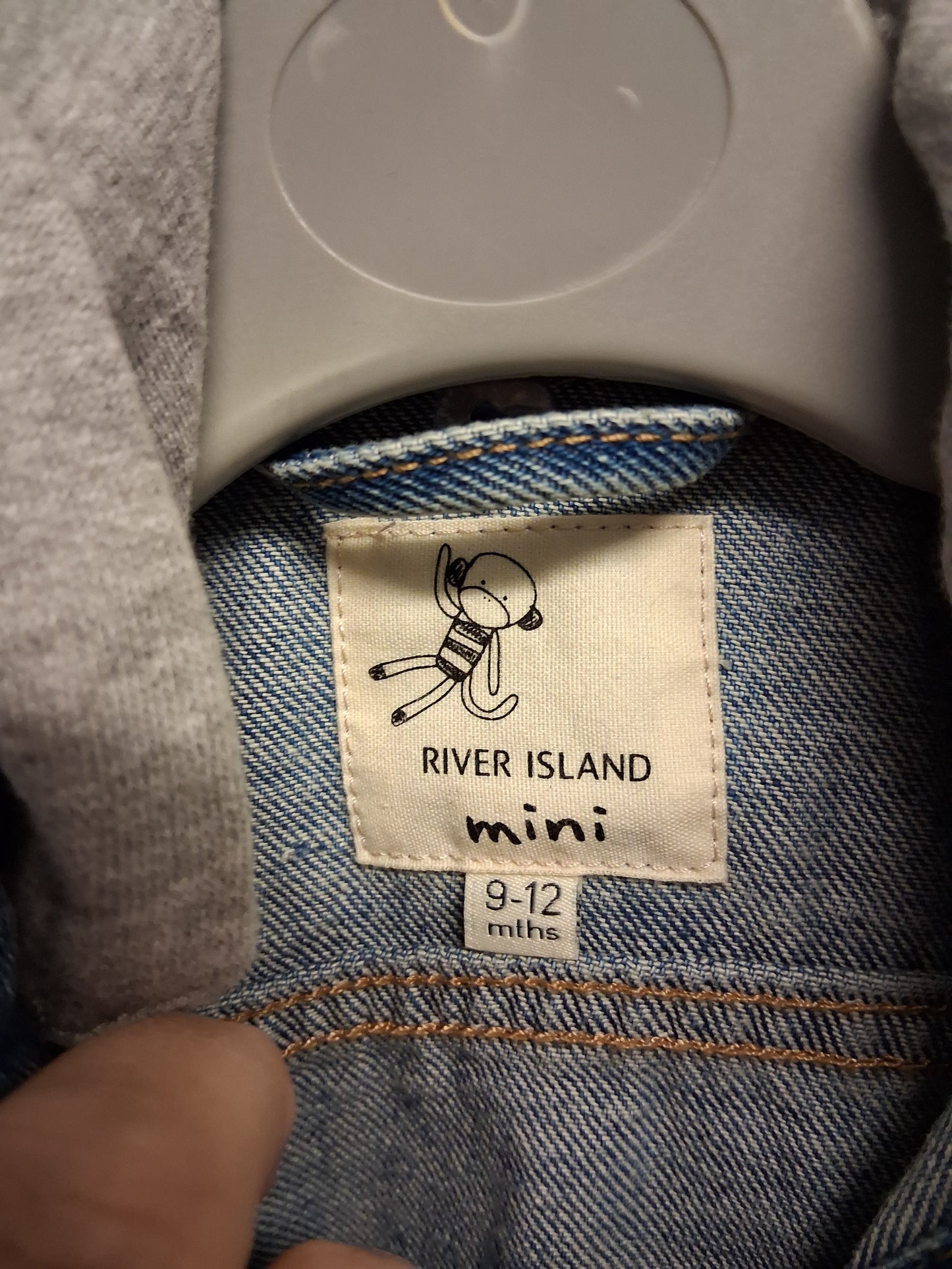 River Island Boys Blue Denim Jacket With Hood Age 9-12 Months