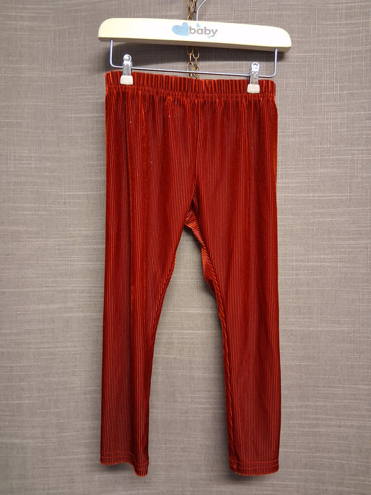 Next Girls Red Velour Leggings with Gold Sparkle Age 3 Years