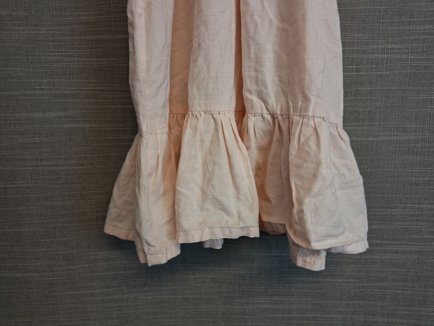 H&M Girls Peach Sleeveless Dress Age 9-12 Months Embroidered Floral Collar