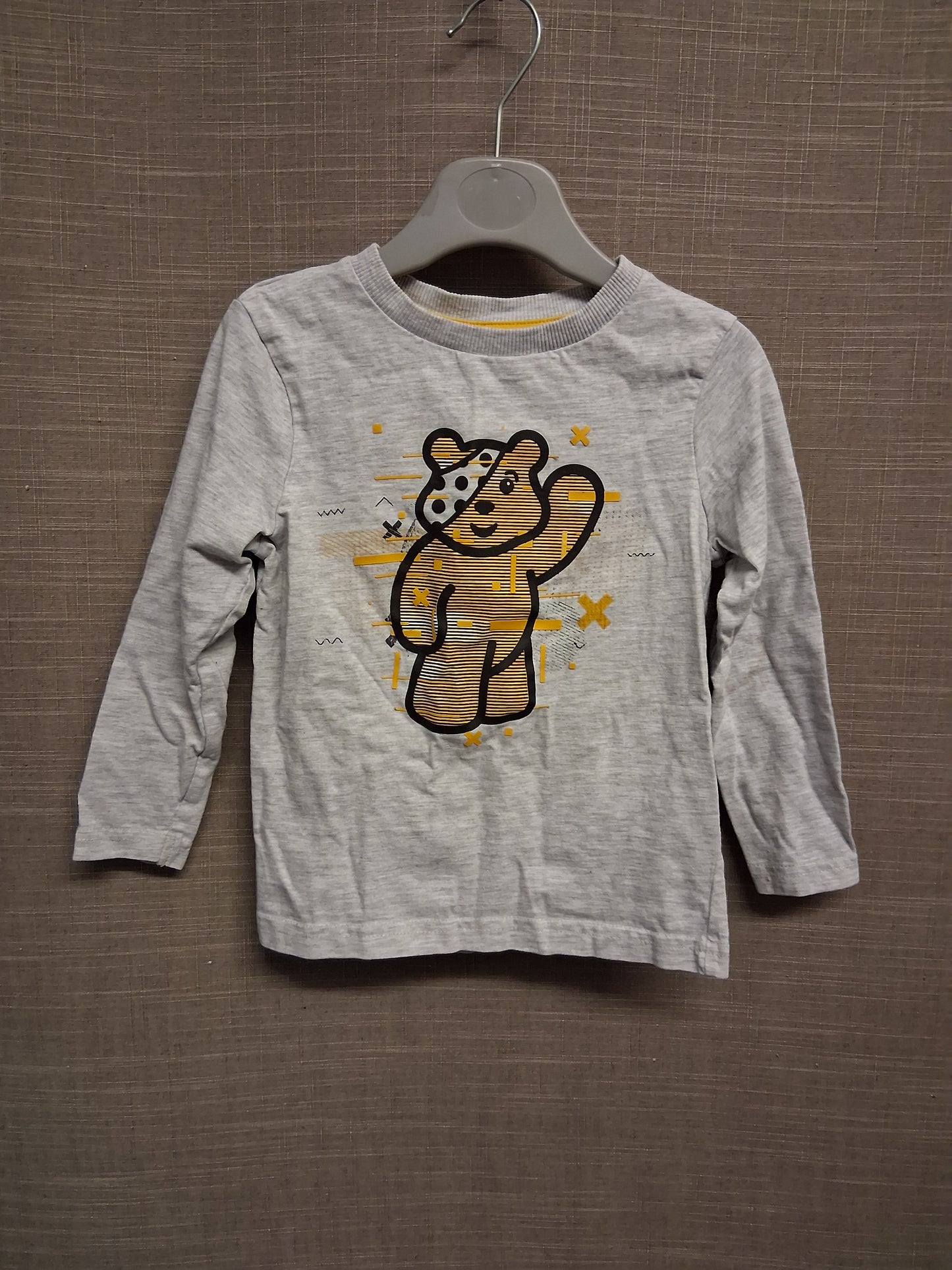 George Unisex "Pudsey" Children in Need Grey Long Sleeve T-Shirt Age 18-24 Months