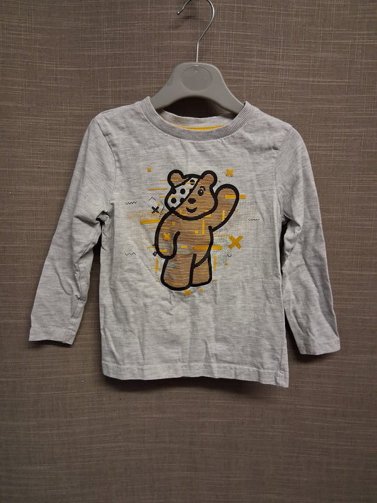 George Unisex "Pudsey" Children in Need Grey Long Sleeve T-Shirt Age 18-24 Months