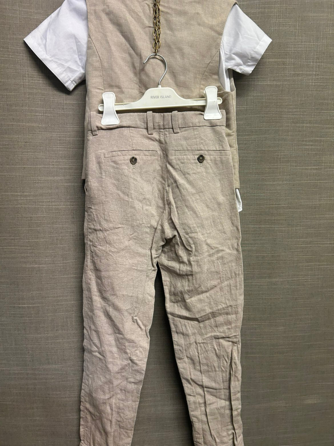 H&M Boys Linen Cream 4 Piece Suit Age 8-9 Years Wedding Special Occasion