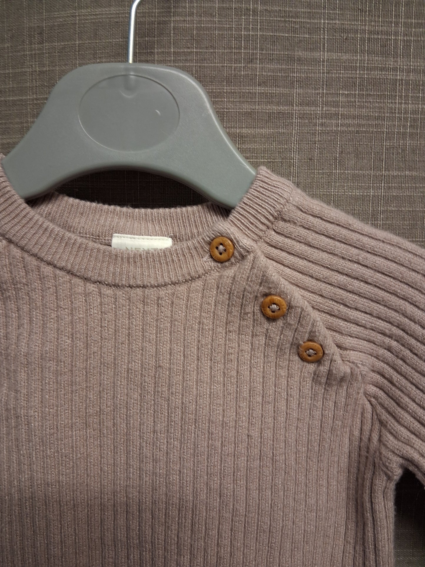 Next Girls Beige Pink Ribbed Jumper Sweater Age 3-6 Months