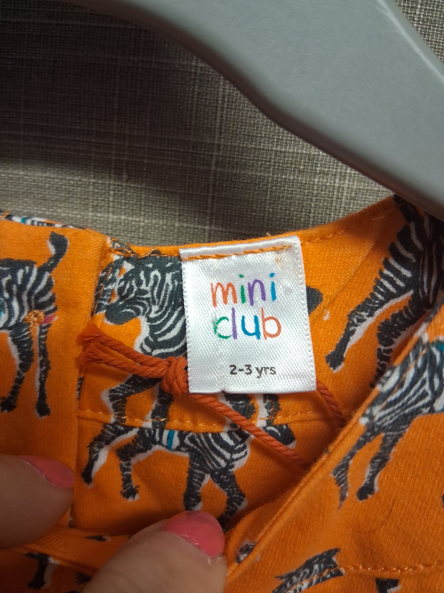 Mini Club Girls Orange Zebra Print A Line Dress Sleeveless Age 2-3 Years New