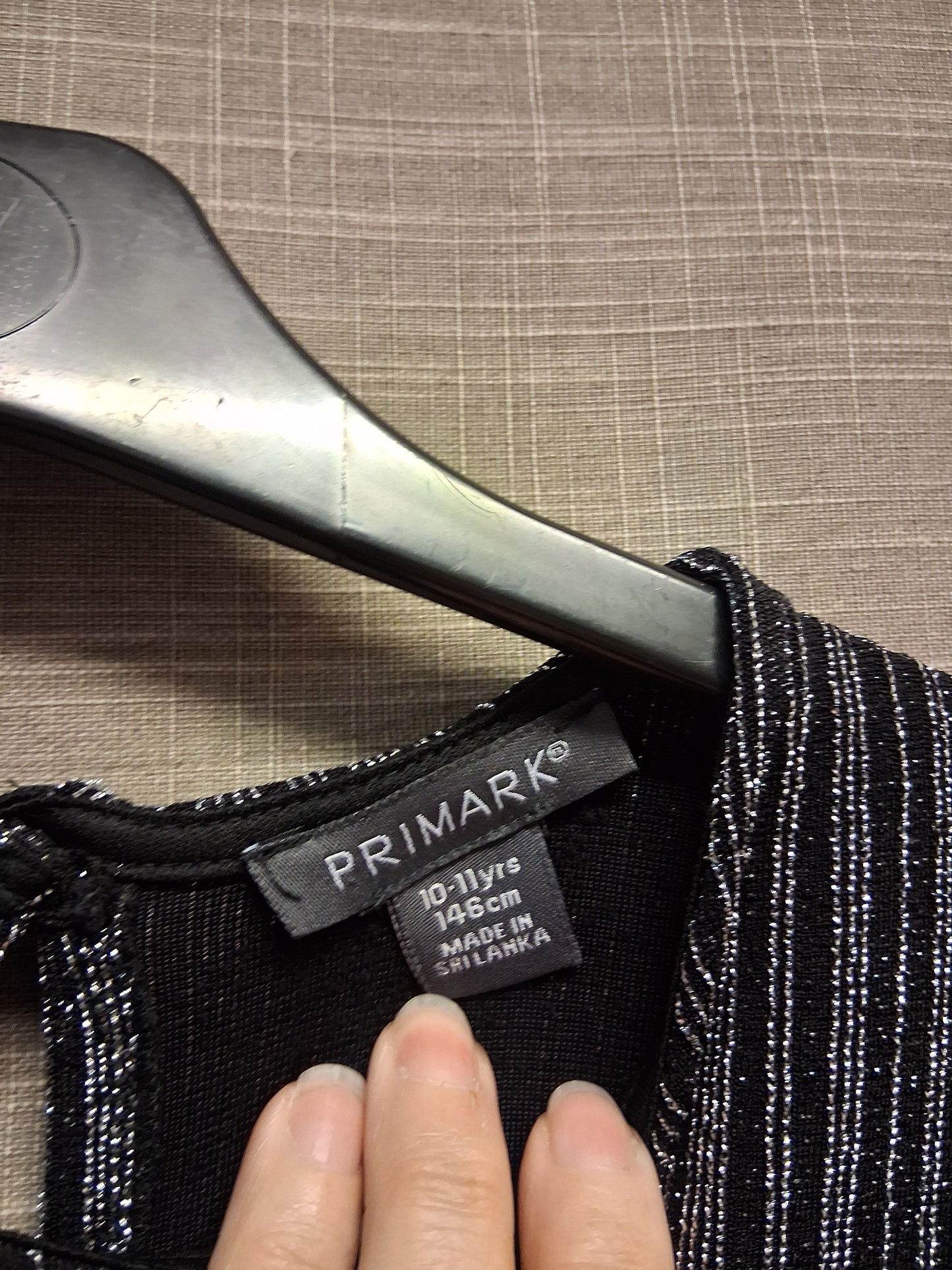 Primark Girls Black Silver Jumpsuit Age 10-11 Years with Belt