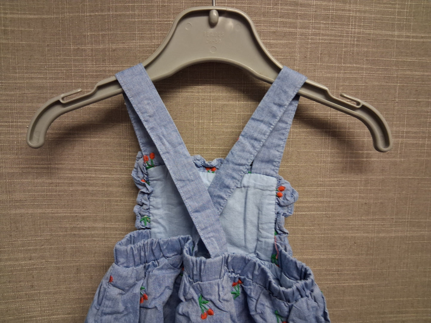 Matalan Girls Blue Denim Dungaree Shorts Cherry Print Age 0-3 months