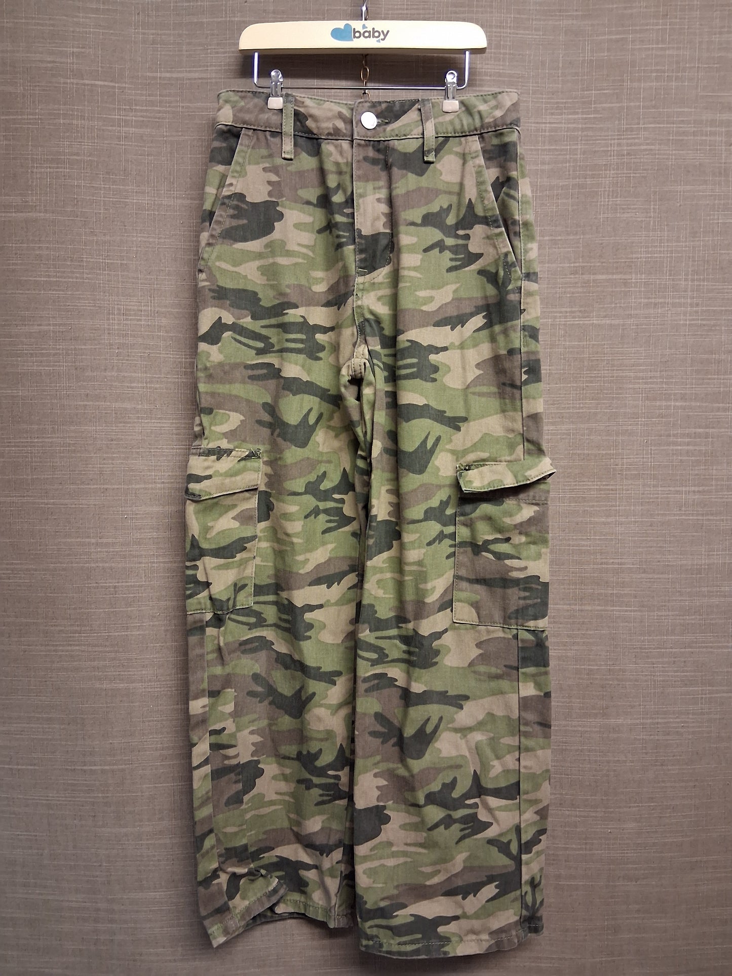 Primark Girls Camouflage Cargo Trousers Age 11-12 Years Green Mix