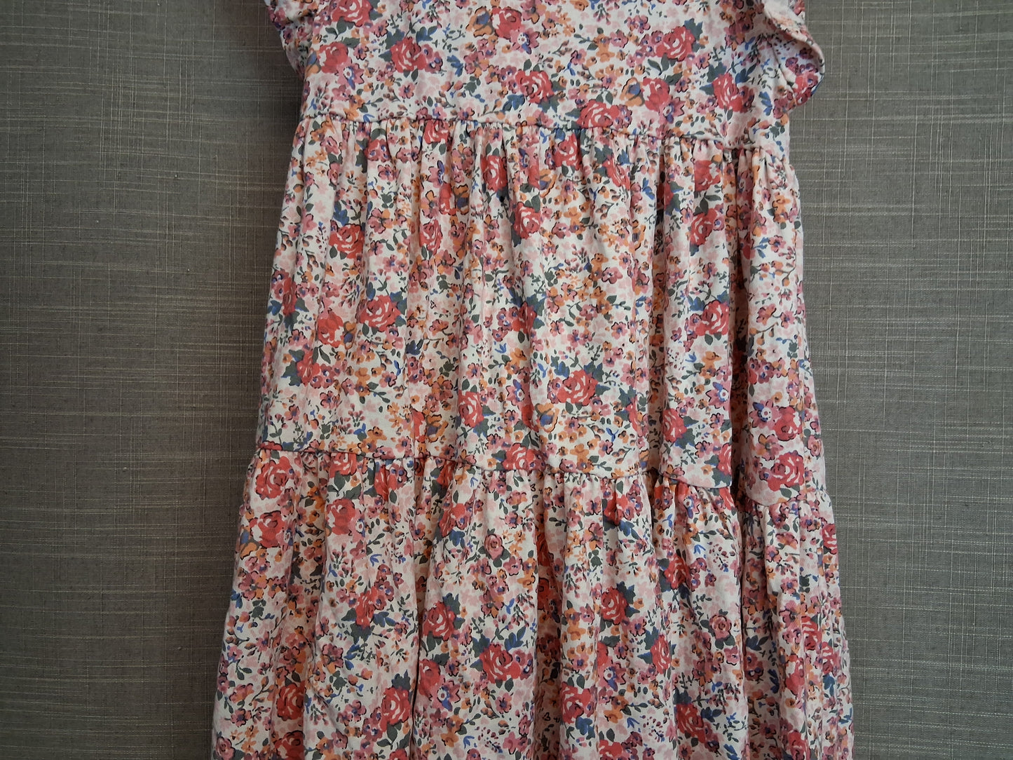 Next Girls Floral Multicolour Jersey Tiered Dress Sleeveless Age 5-6 Years