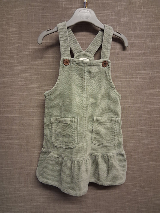 Next Girls Sage Green Corduroy Pinafore Dress Age 2-3 Years