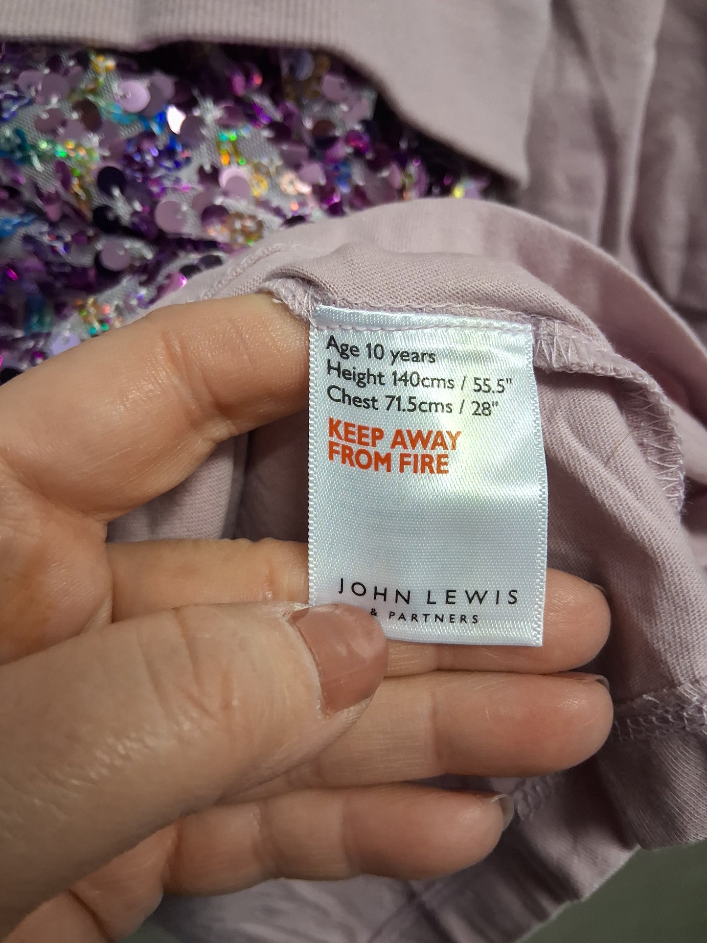 John Lewis Girls Purple Pink Sequin Jumper Dress Age 10 Years