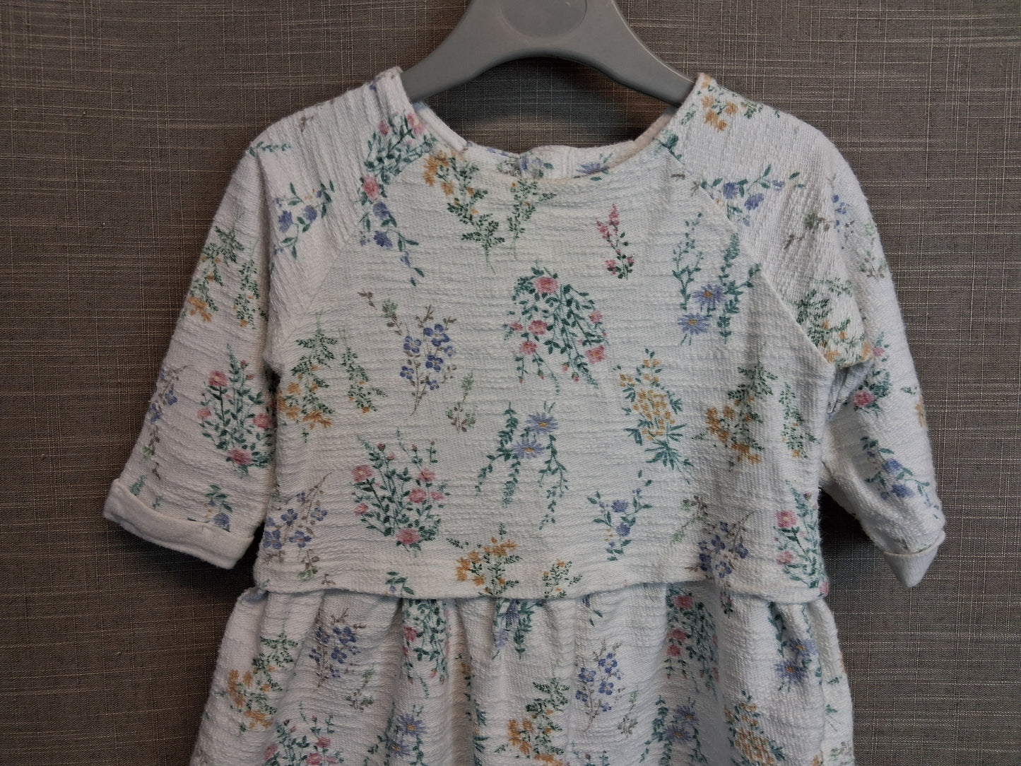 Next Girls White Floral Jumper Dress Age 6-9 Months