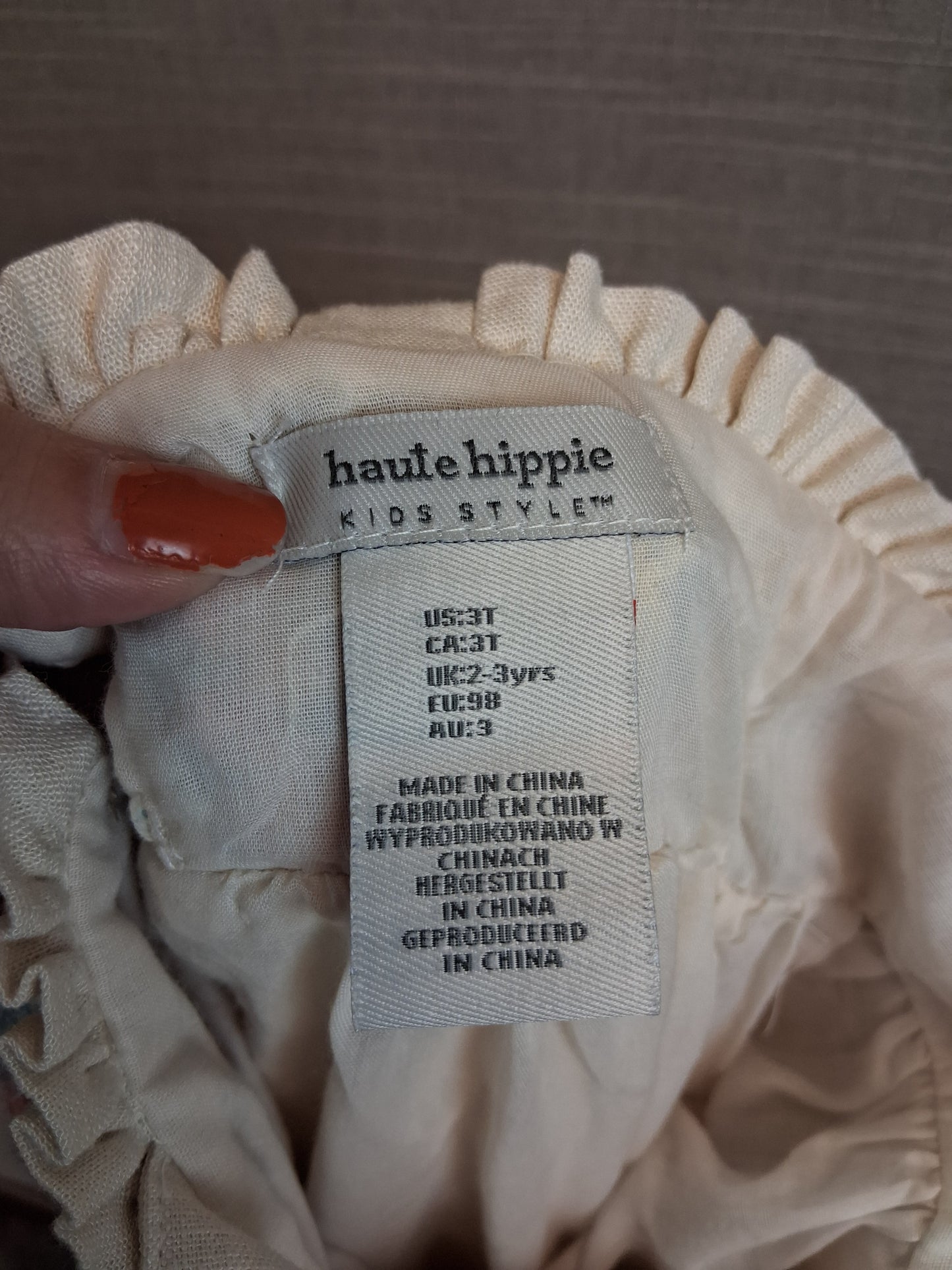 Haute Hippie Girl Beige Lined Embroidered Dress Age 2-3 Years