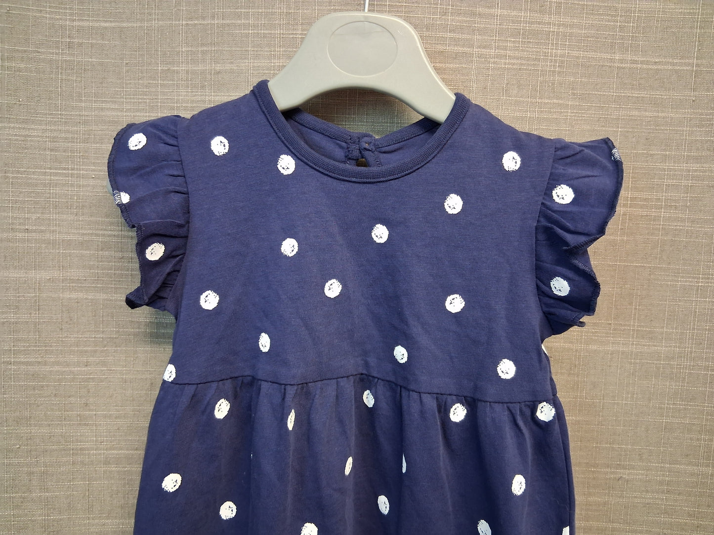 George Girls Blue Spotty A Line Dress Jersey Age 9-12 Months