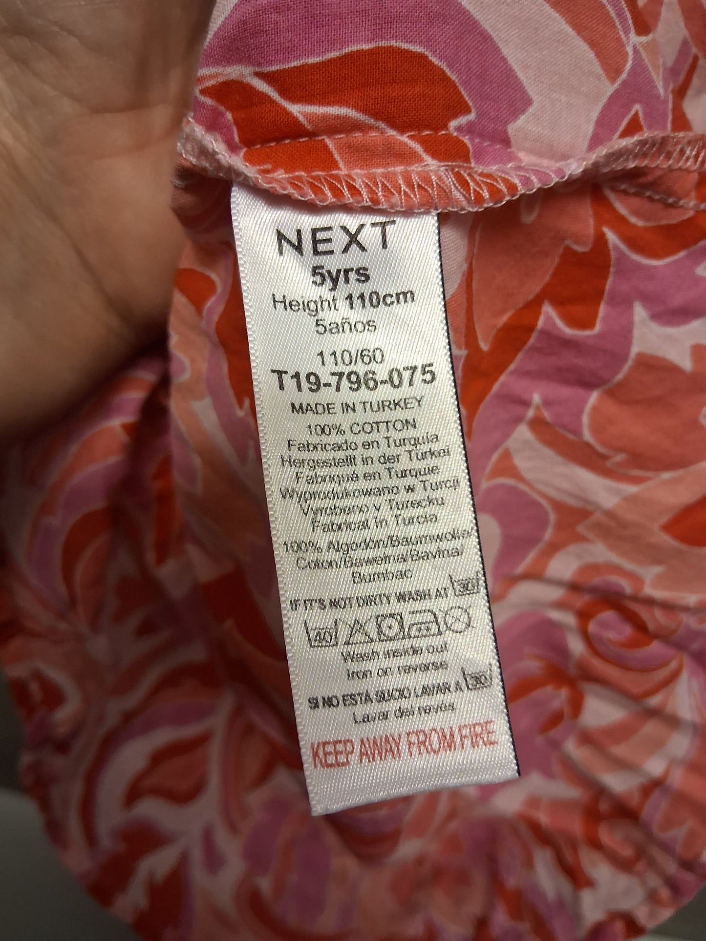 Next Girls Red Floral Sleeveless Oversized Loose Fit Age 5 Years