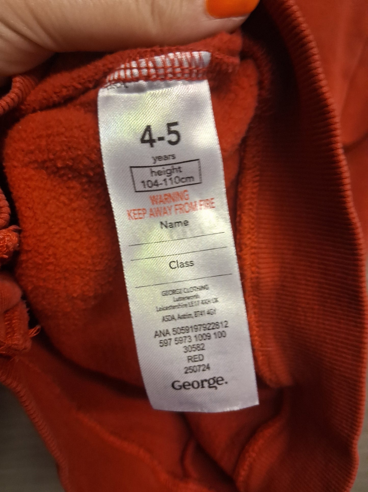 George Red V Neck Cardigan School Uniform T-Shirt Age 4-5 Years