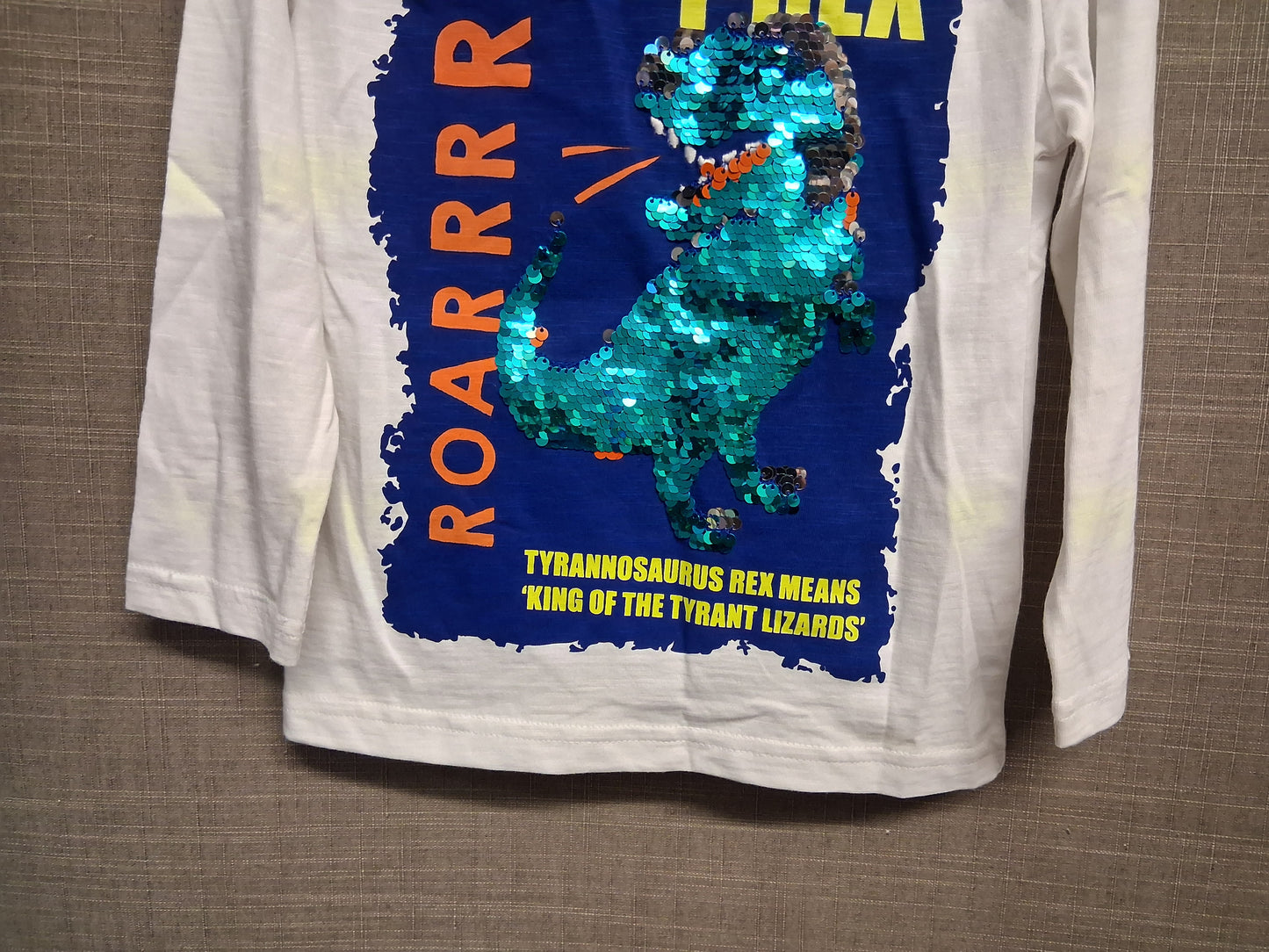 F&F Boys 2 way Sequin Dinosaur Long Sleeve T-Shirt Age 3-4 Years New