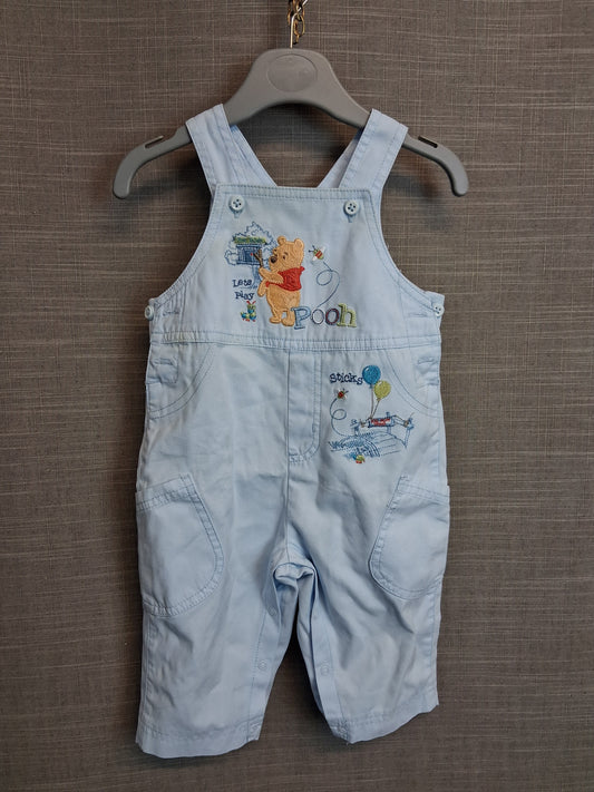 Disney Store Boys Winnie the Pooh Dungarees Age 3-6 Months Pale Blue