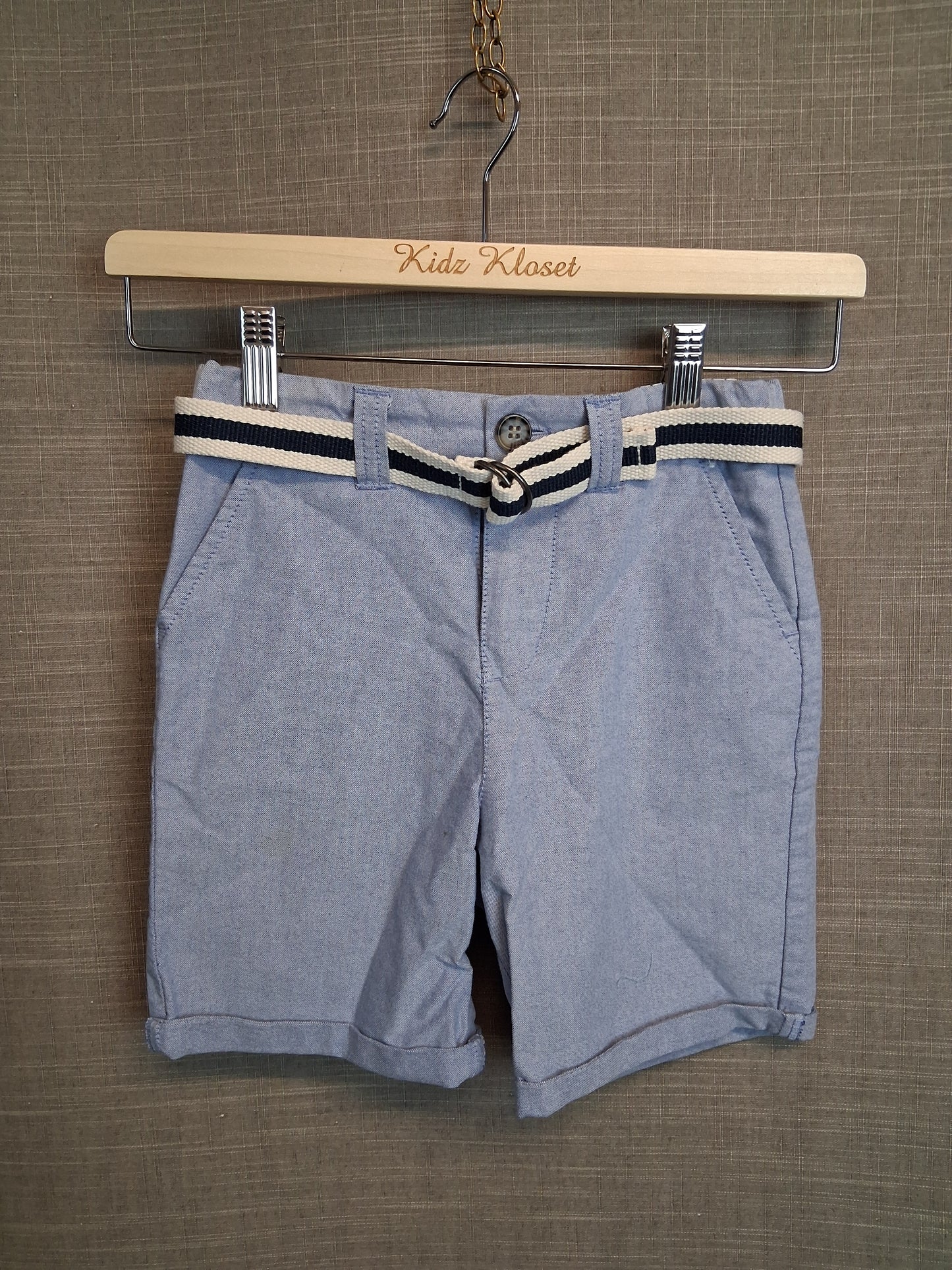 Primark Blue Chino Shorts Age 7-8 Years with Belt