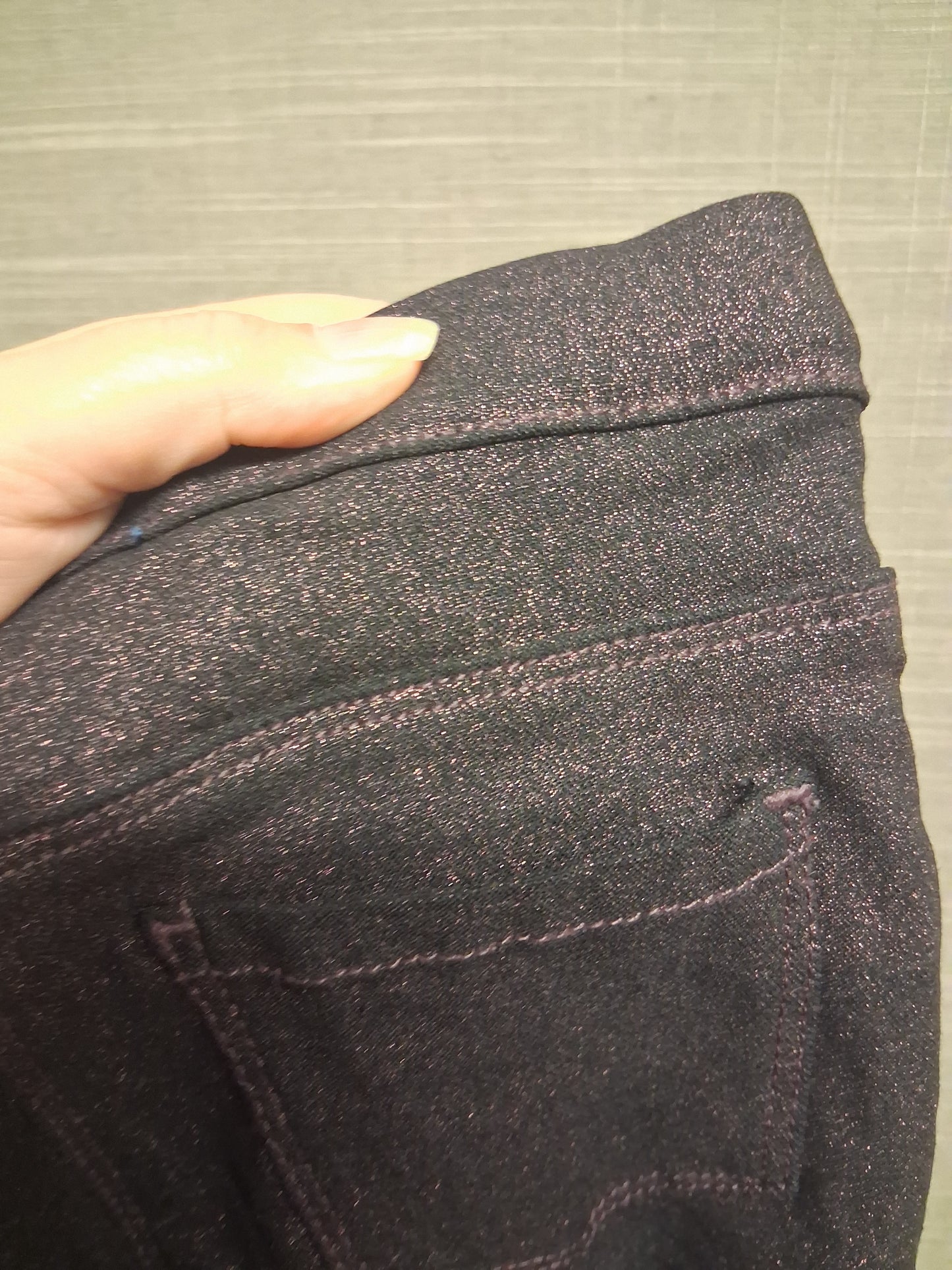 Next Girls Skinny Jeggings Black Pink Glitter Denim Age 7 Years