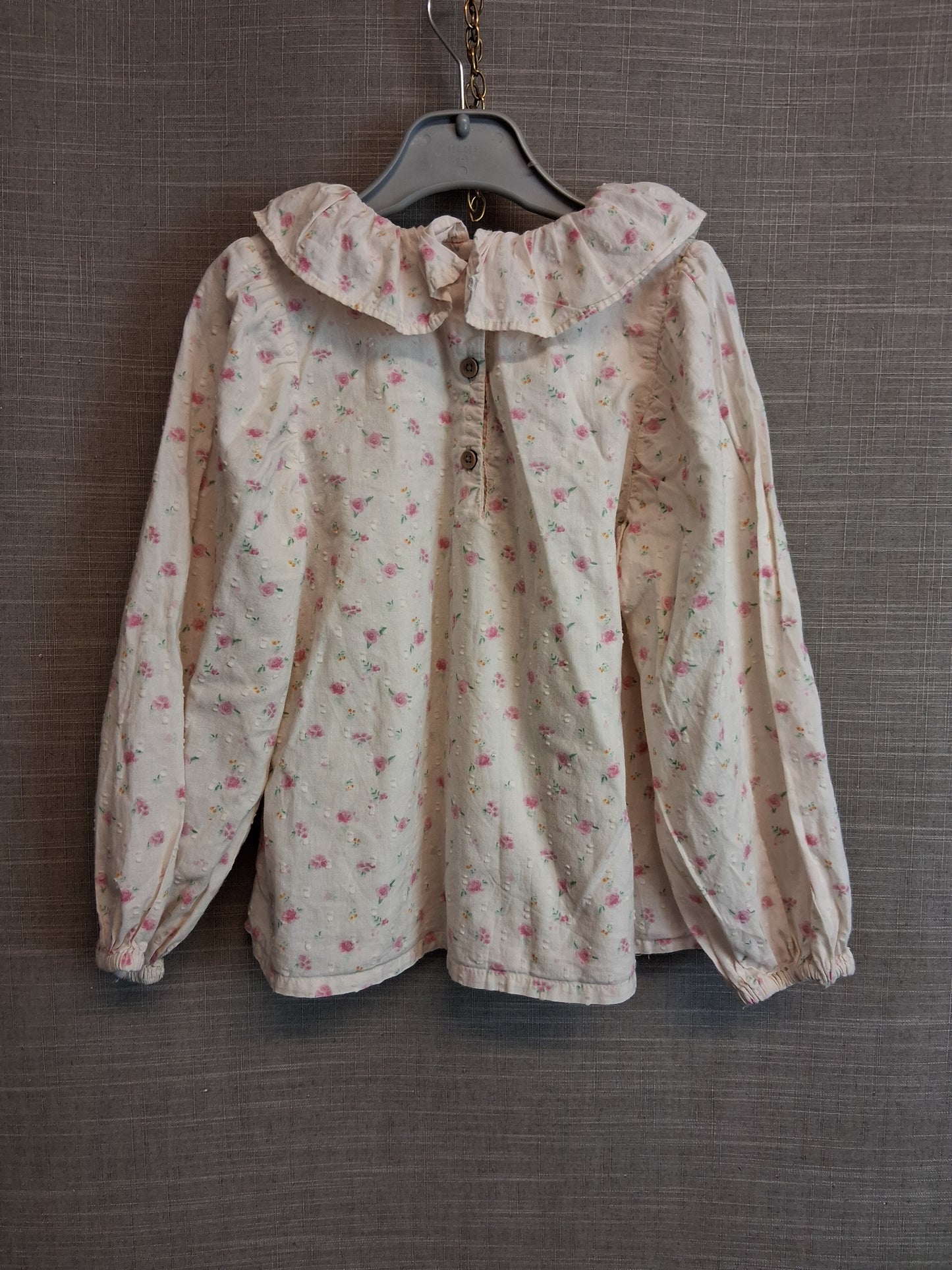 Next Girls Peter Pan Collar Blouse Cream Floral Long Sleeve Age 5-6 Years