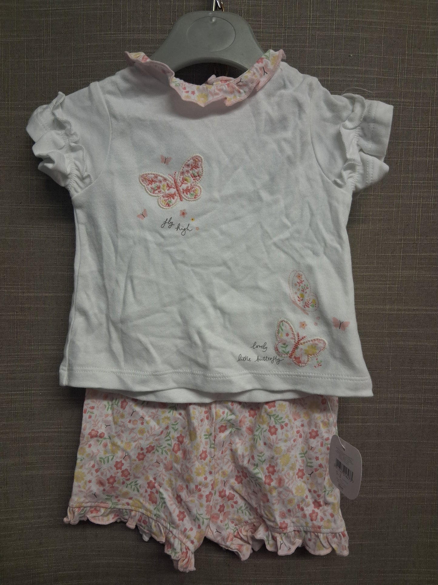 Nutmeg Girls White Pink Butterfly Outfit 2 Piece T-Shirt & Leggings Age 0-3 Months New