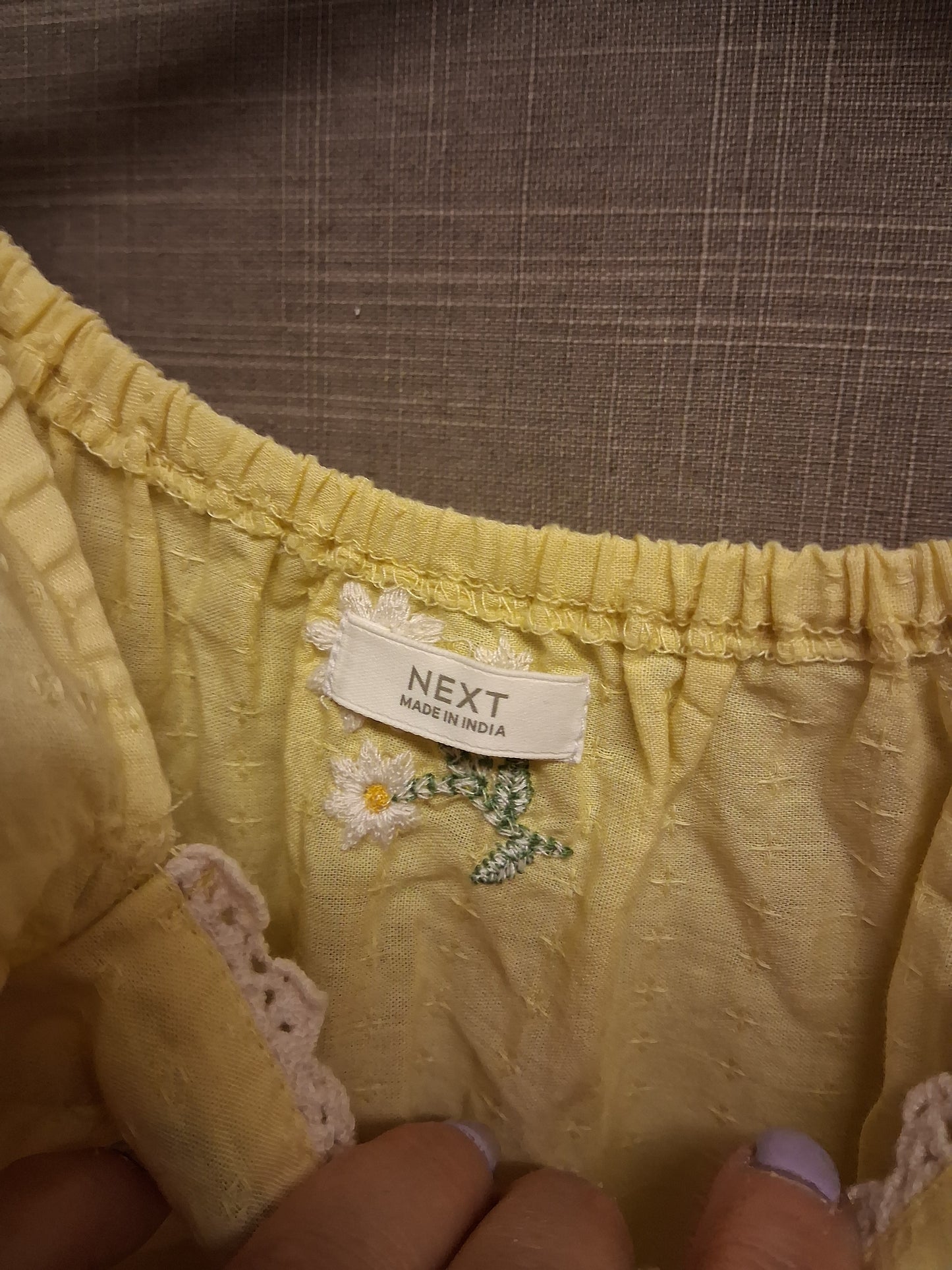 Next Girls Yellow Summer Sleeveless Floral Embroidered Age 5-6 Years