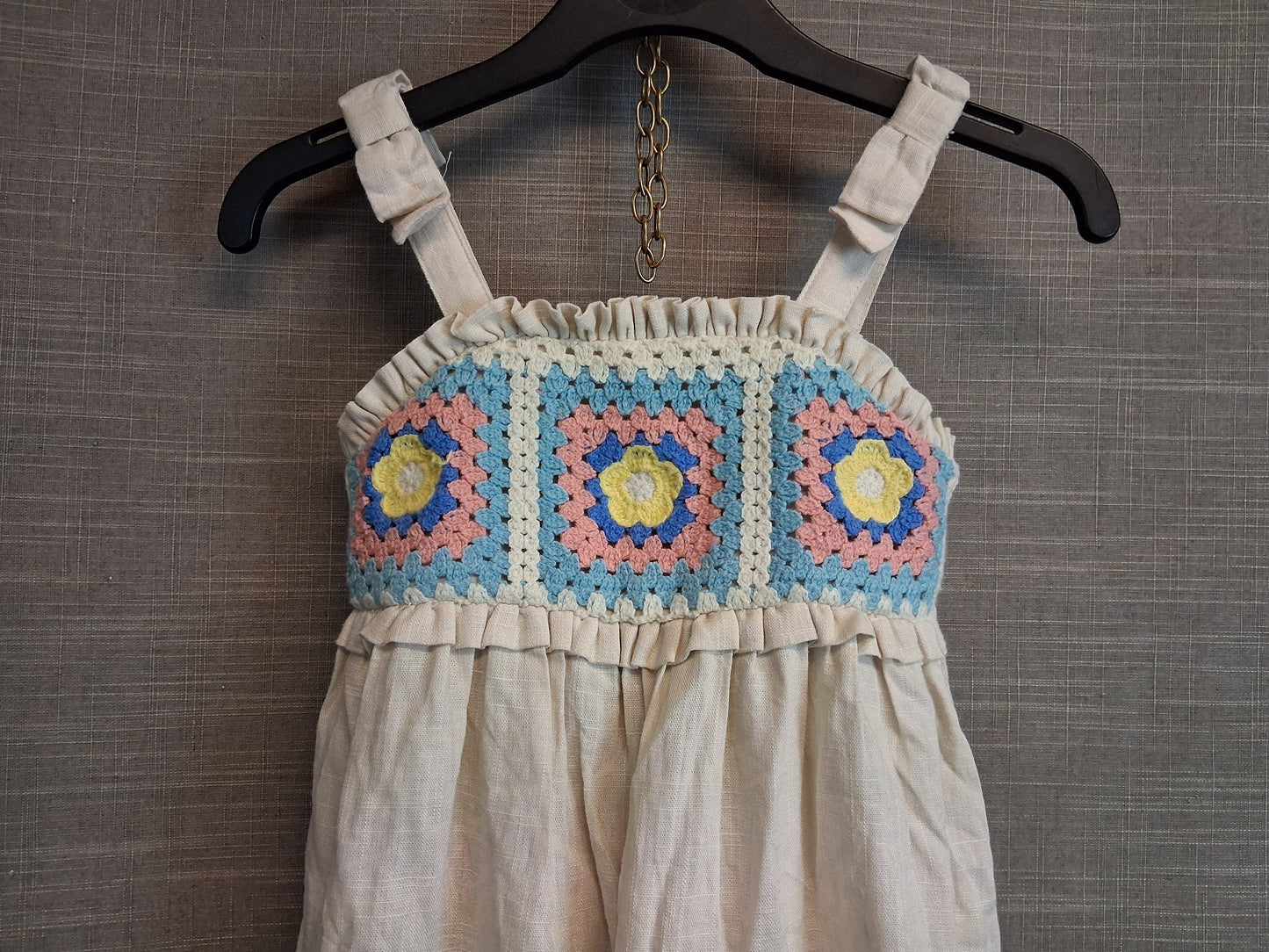 Haute Hippie Girl Beige Lined Embroidered Dress Age 2-3 Years