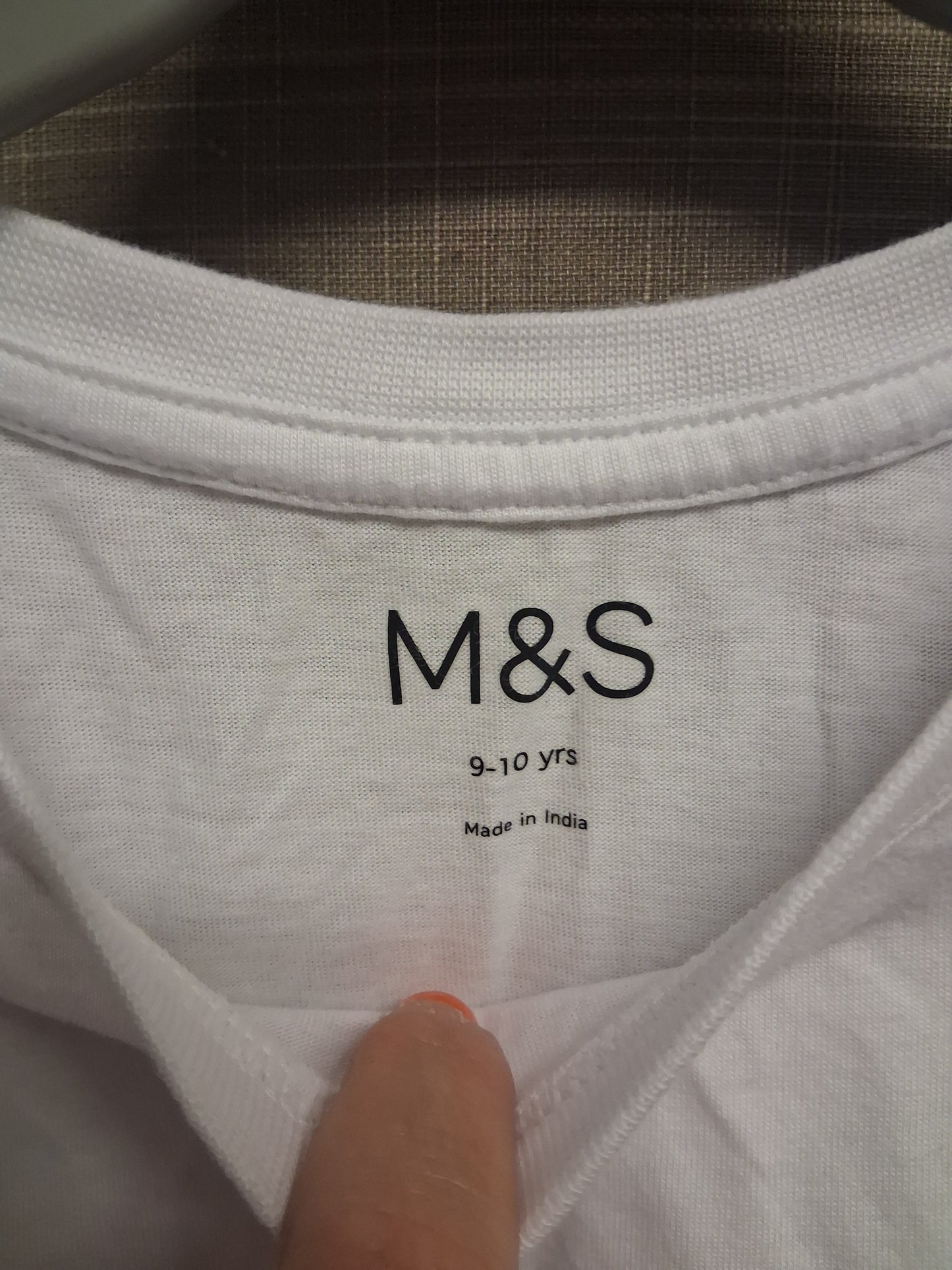 Marks and Spencer White Short Sleeve School Uniform PE T-Shirt Age 9-10 Years