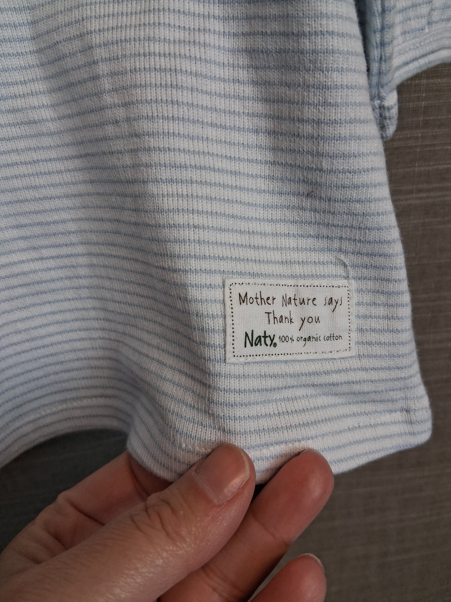 Naty Girls 100% Organic Cotton Blue White Stripe Dress Age 6-12 Months New