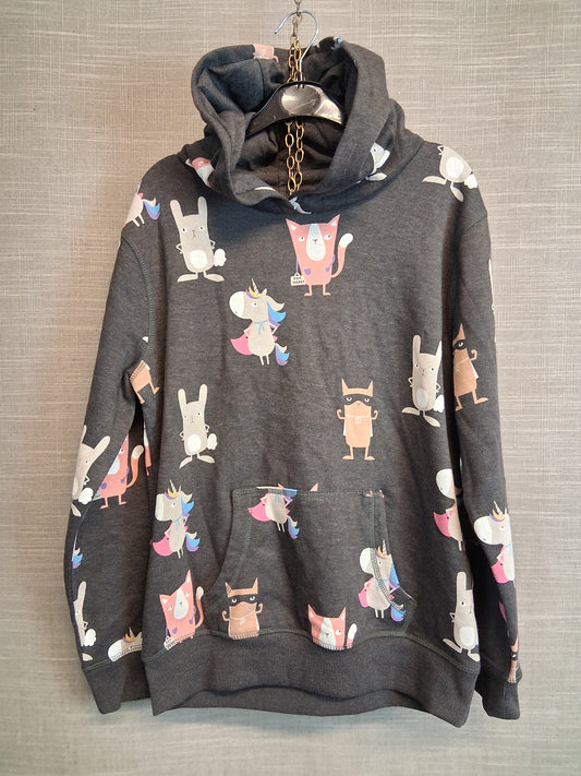 Next Girls Grey Animal Print Hoodie Age 12 Years