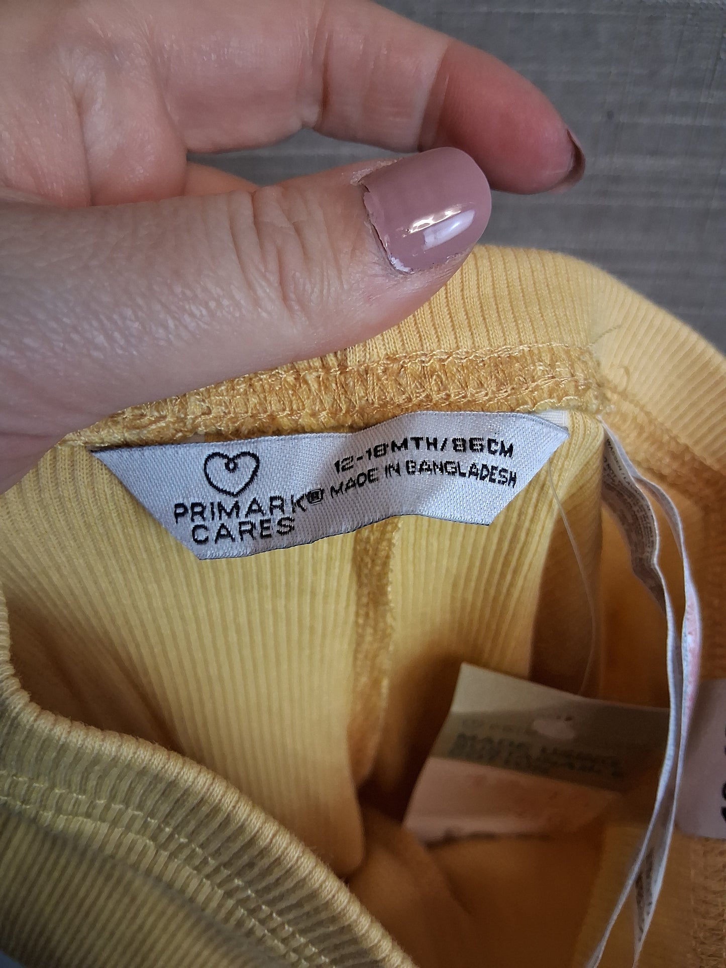 Primark Girls Yellow Ribbed Leggings Age 12-18 Months New