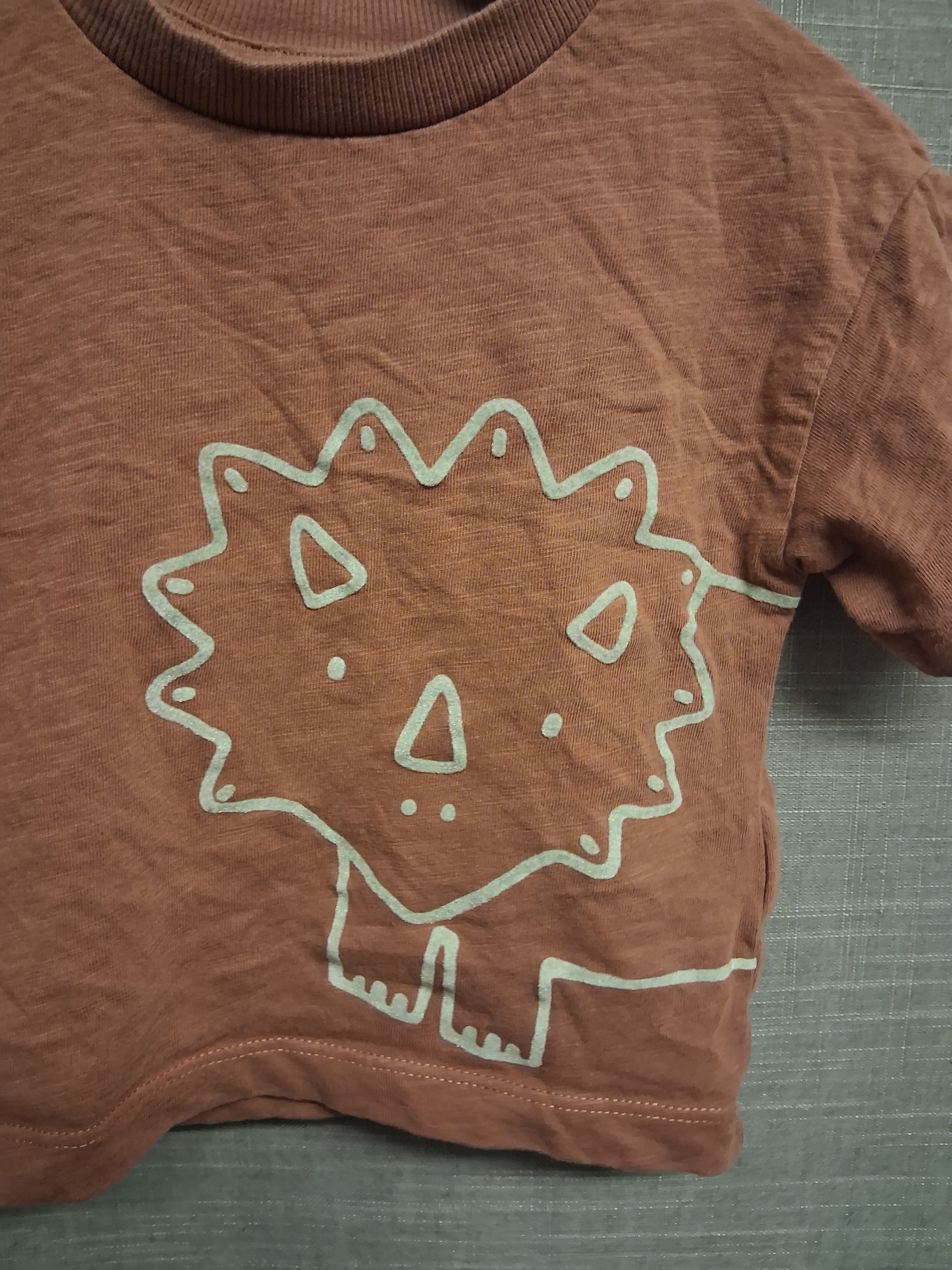 Next Boys Dinosaur T-Shirt Brown Short Sleeve Age 3-6 Months