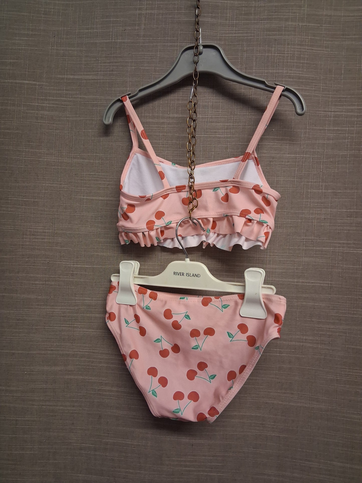 Primark Girls Pink Cherry Bikini Set Swimwear Age 6-7 Years