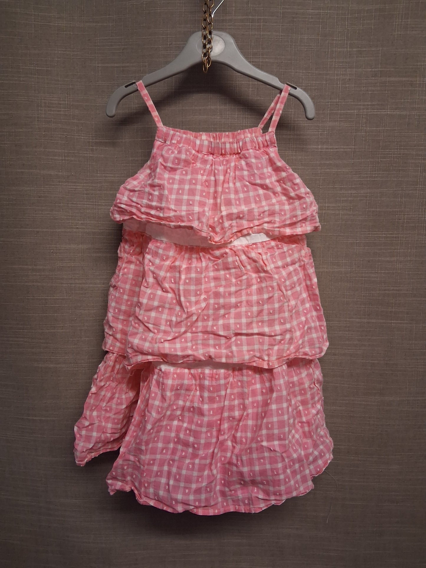 Matalan Girls Pink Check RaRa Teired Dress Age 4-5 Years