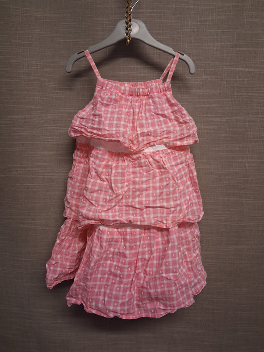 Matalan Girls Pink Check RaRa Teired Dress Age 4-5 Years