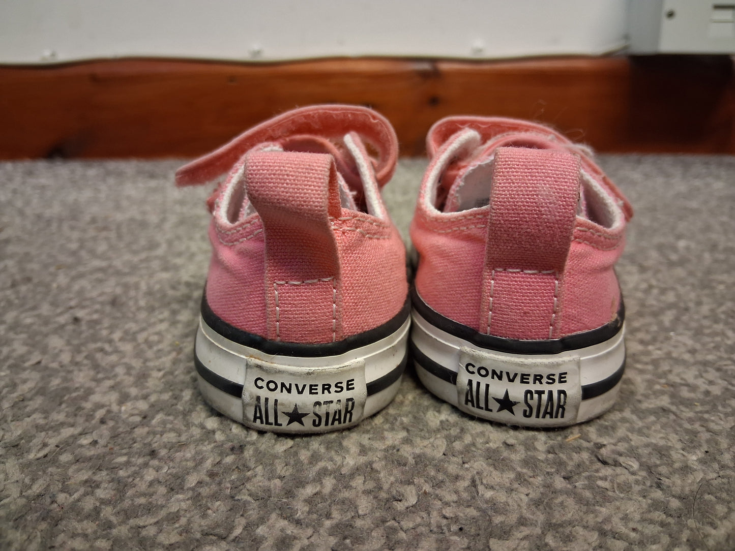 Converse Girls Pink Canvas Double Strap Trainers Pumps Size 2 Infants