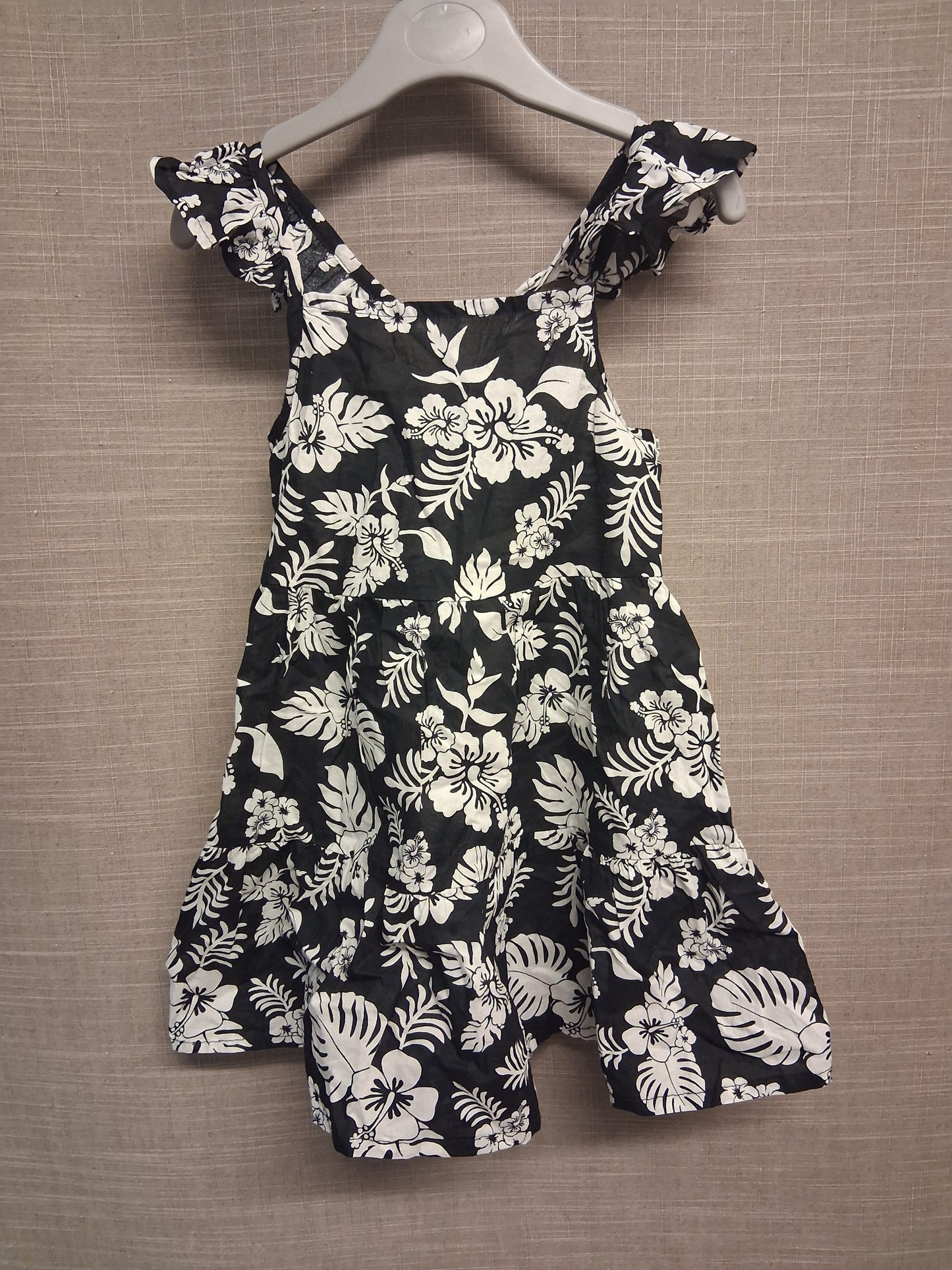 Primark Girls Black White Floral A Line Dress Age 2-3 Years