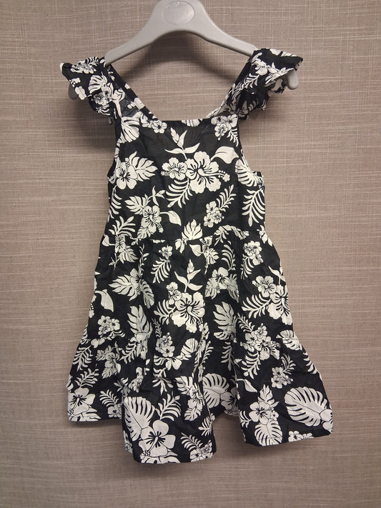 Primark Girls Black White Floral A Line Dress Age 2-3 Years