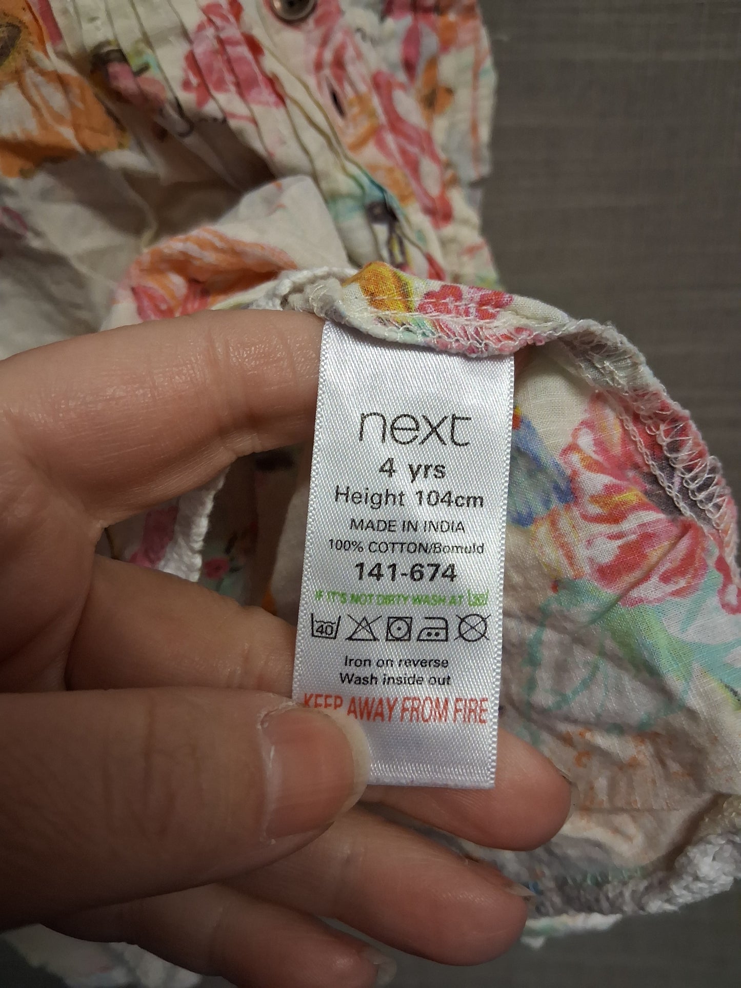 Next Girls Peach Floral V Neck Sleeveless Dress Age 4 Years