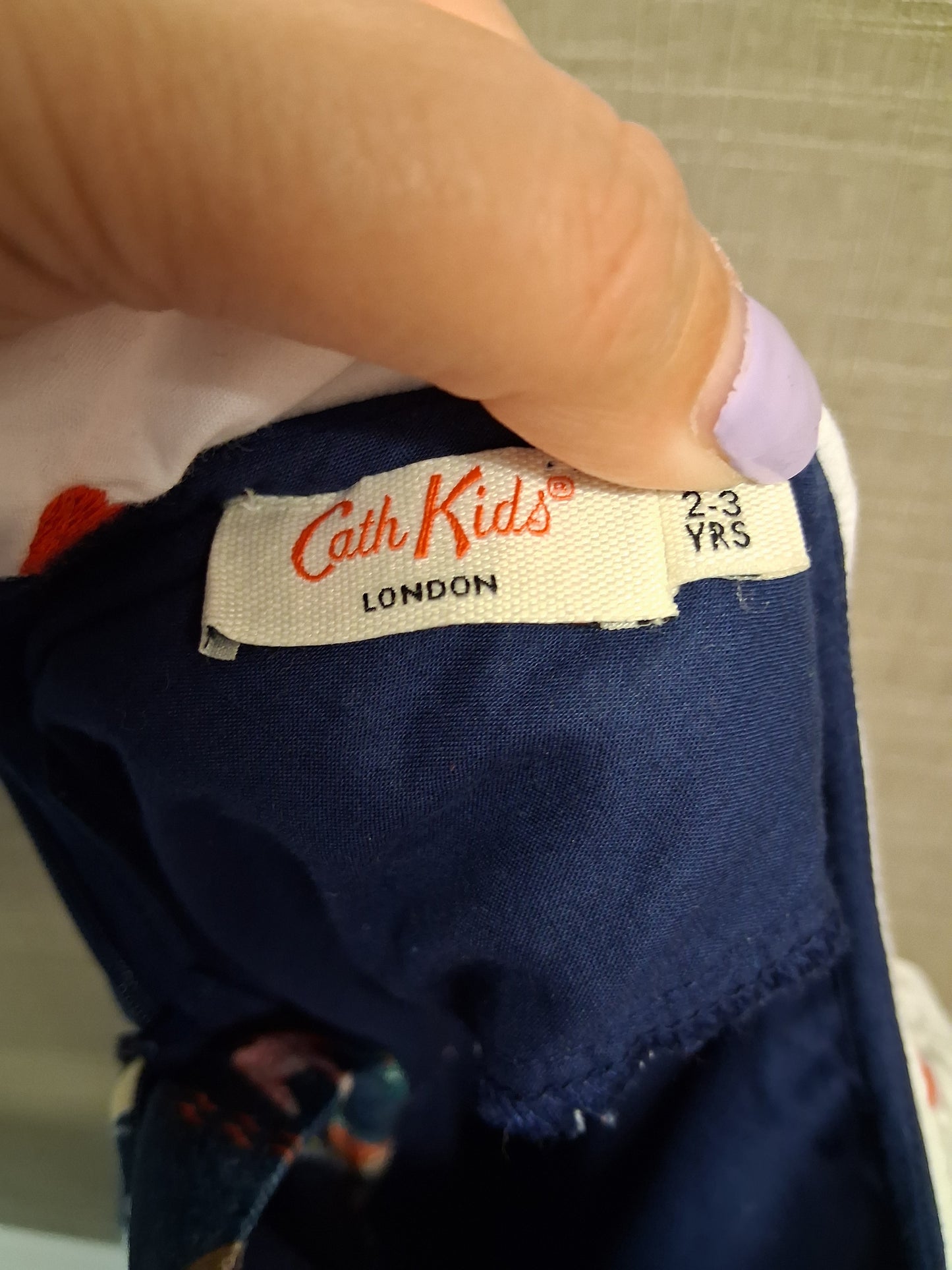 Cath Kids Cath Kidston Velour Long Sleeve Blue Dress Age 2-3 Years Peter Pan Collar Cute Print